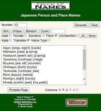 Japanese Town Name Generator .